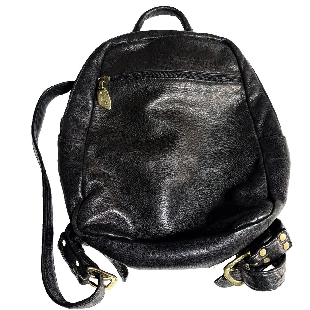 Vintage Libaire Small Black Leather Backpack